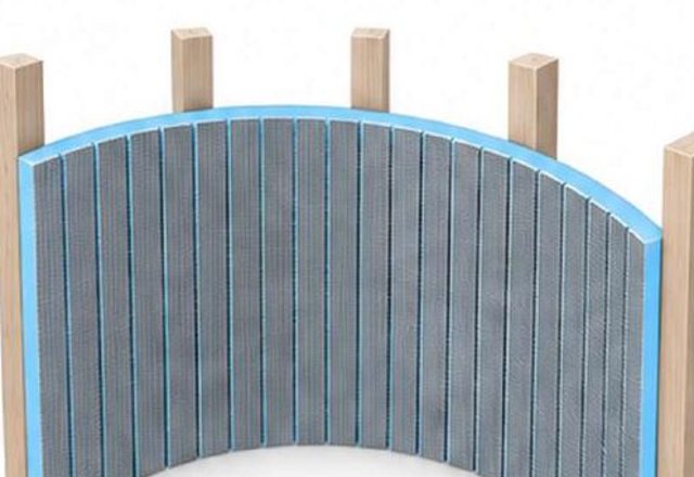 Curved board fixed to frame (internal view)