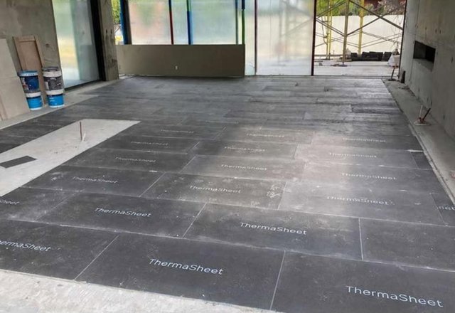 Thermasheet floor boards installed over a prepared floor